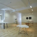Installation image for Peter Marigold: Wooden Tables, at Gallery Libby Sellers