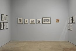Installation image for Drawing for Print: Mind Fucks, Kultur Klashes, Pulp Fiction & Pulp Fact by the Illustrious R. Crumb, at David Zwirner