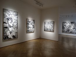 Installation image for Erró: Black and White, at Galerie Ernst Hilger