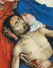 Adèle Gratacos, Chercher l’inconsolable (Detail of La Piéta, Rogier van der Weyden, Musées Royaux des Beaux-Arts, Bruxelles), 2019