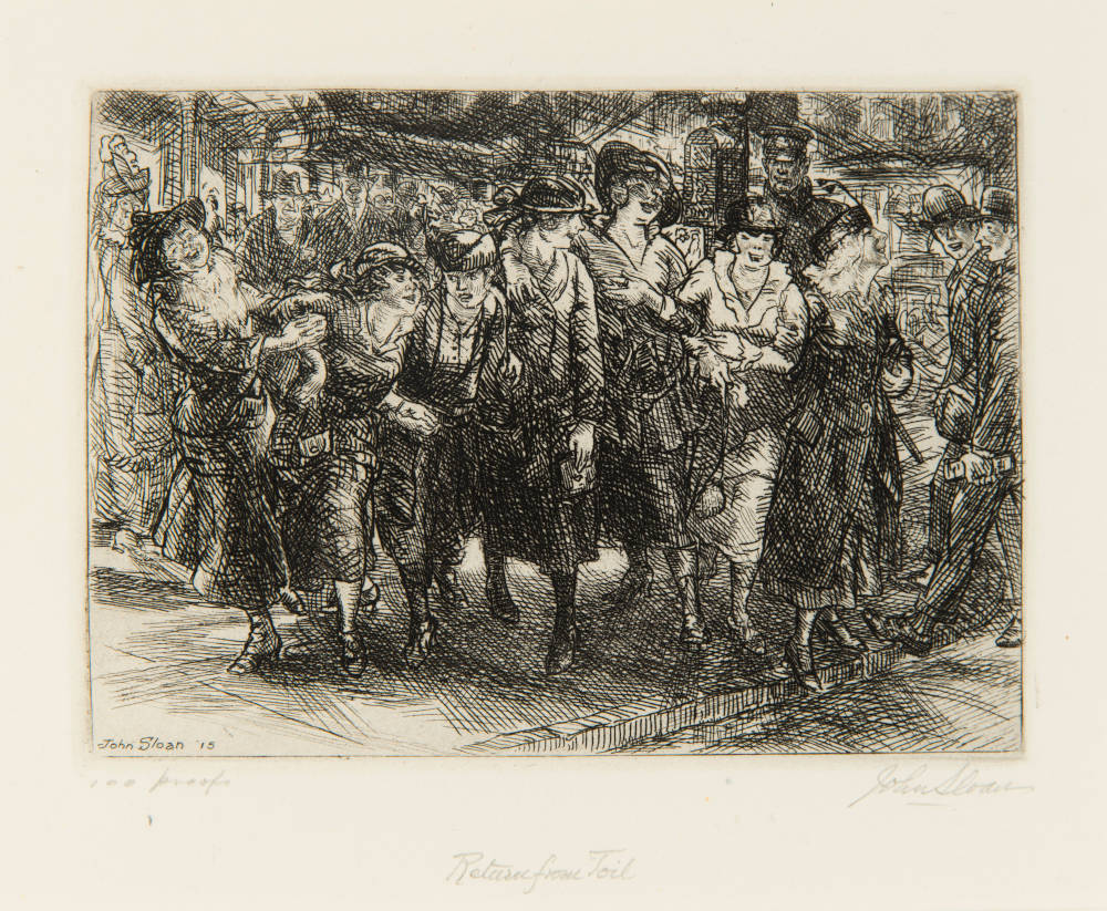 Francis Luis Mora, Reginald Marsh & John Sloan, Return from Toil, 1915