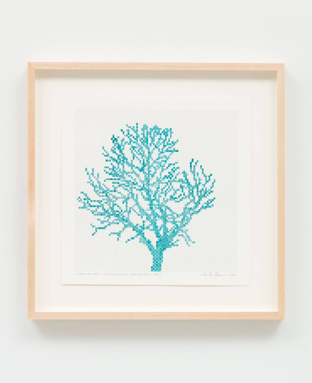 Charles Gaines, Numbers and Trees: Assorted Trees #7, Turquoise Trees, Tree F, 2019