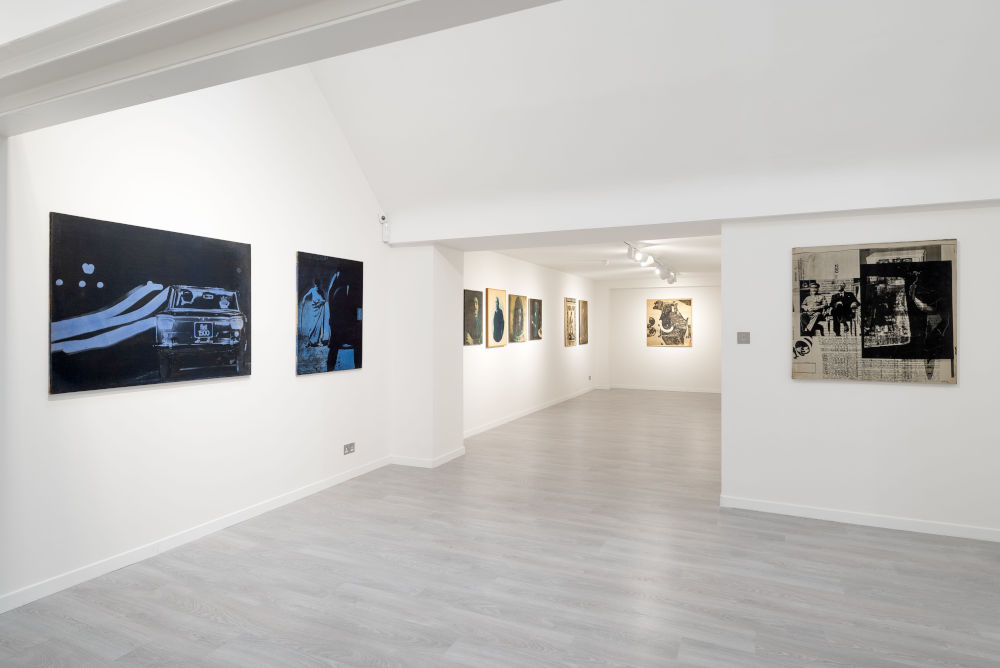 Installation image for MIMMO ROTELLA. Beyond Décollage: Photo Emulsions and Artypos 1963-1980, at Cardi Gallery