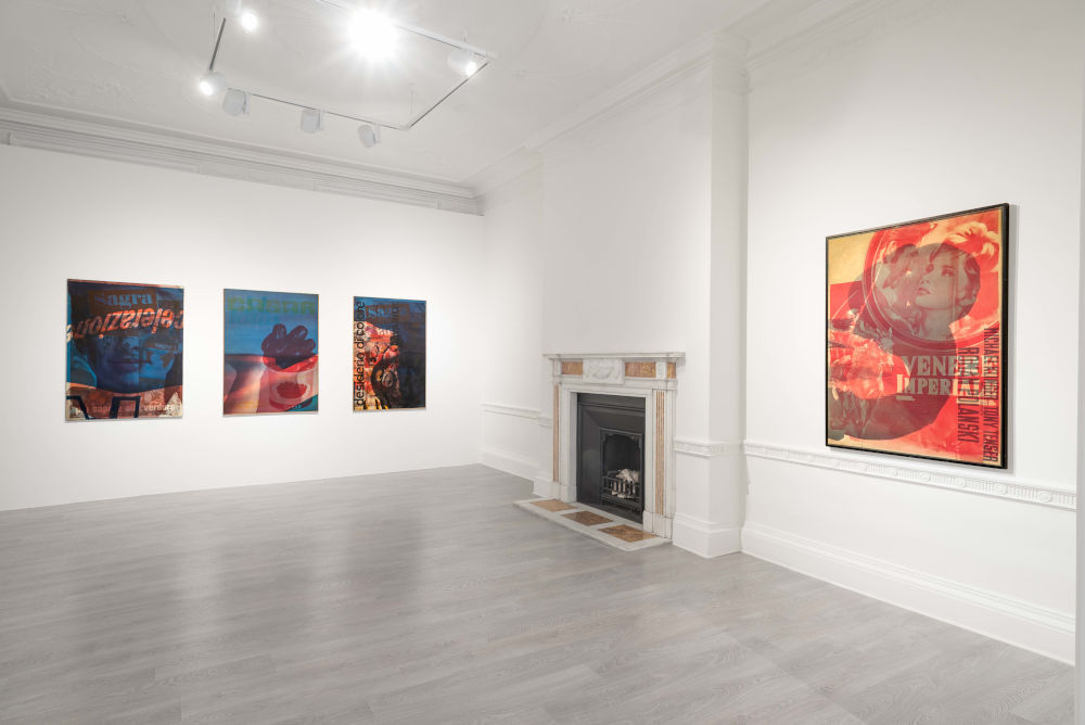 Installation image for MIMMO ROTELLA. Beyond Décollage: Photo Emulsions and Artypos 1963-1980, at Cardi Gallery
