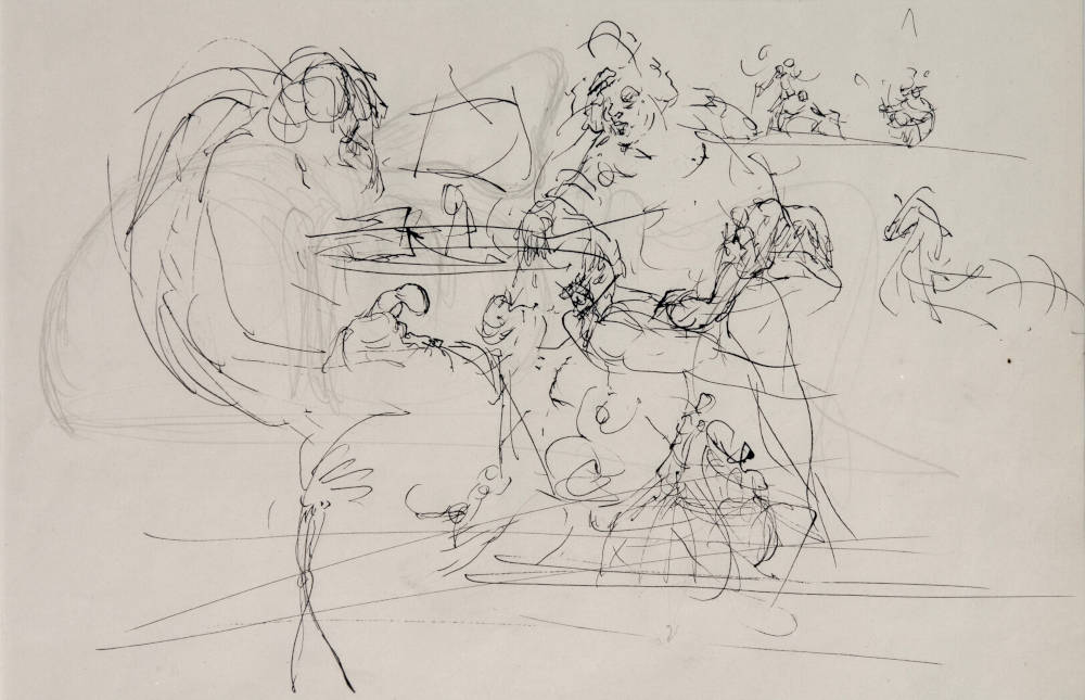Salvador Dalí, Croquis avec double image du visage de profil, c.1938