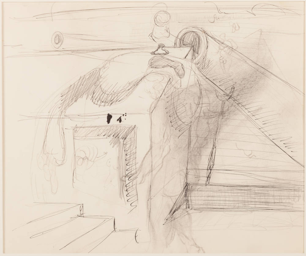 Salvador Dalí, Etude de paysage avec canon béquille, c.1938