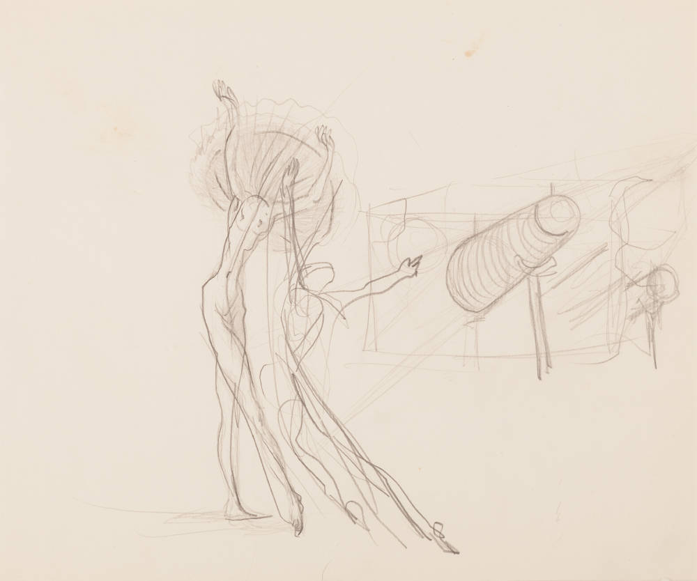Salvador Dalí, Etude de personnage avec manche à air béquille, c.1938