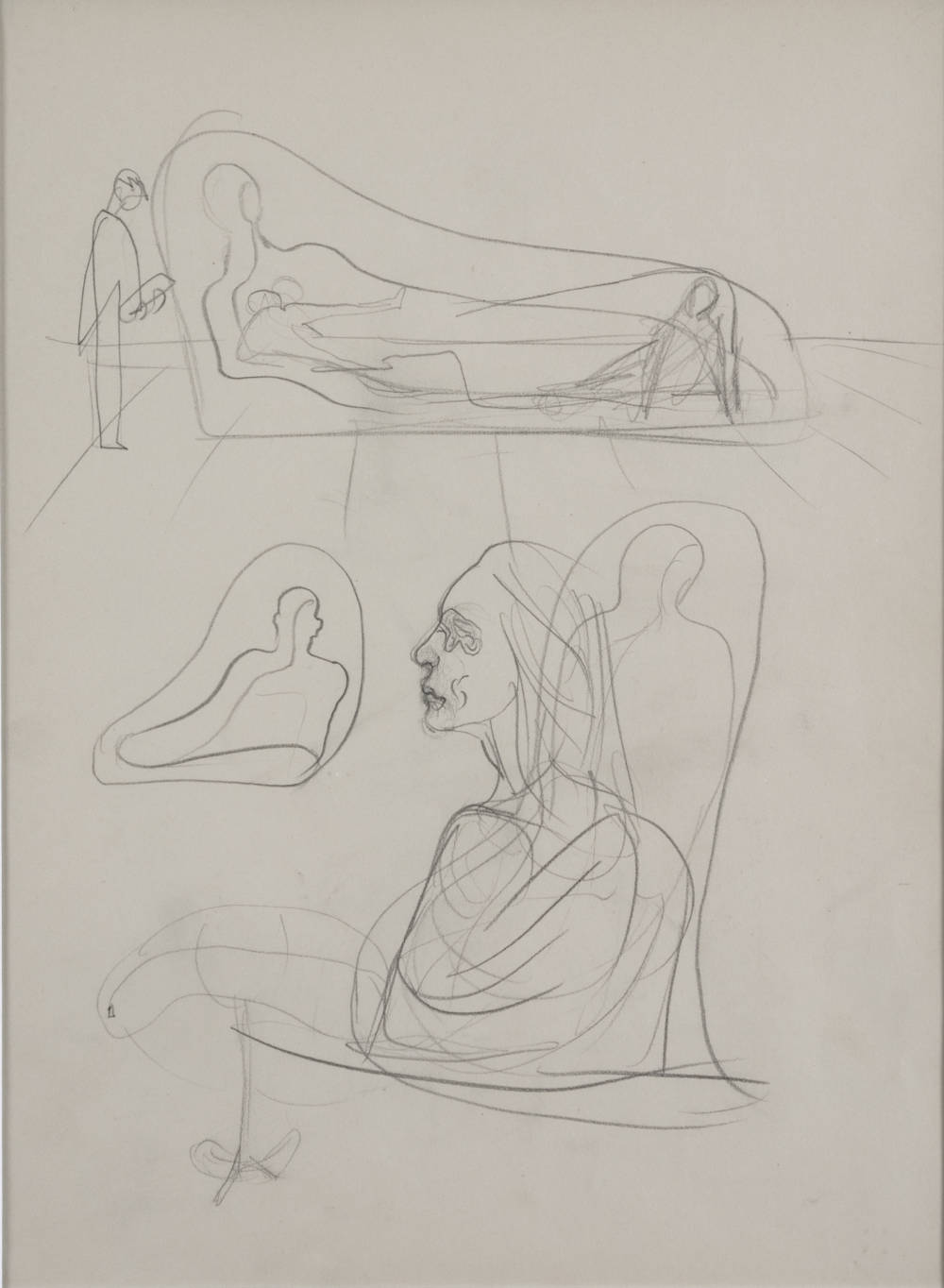 Salvador Dalí, Etude pour 'couples aux têtes pleines de nuages', c.1936