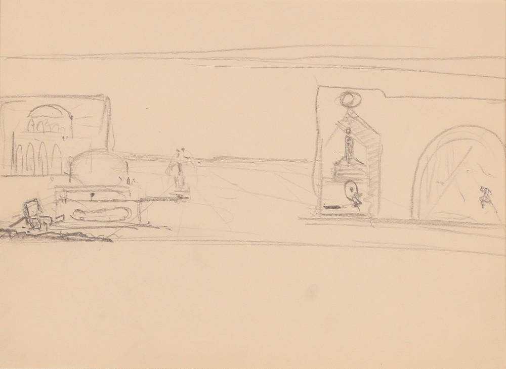 Salvador Dalí, Etude pour le tableau 'Banlieue de la ville paranoiaque- critique', 1936