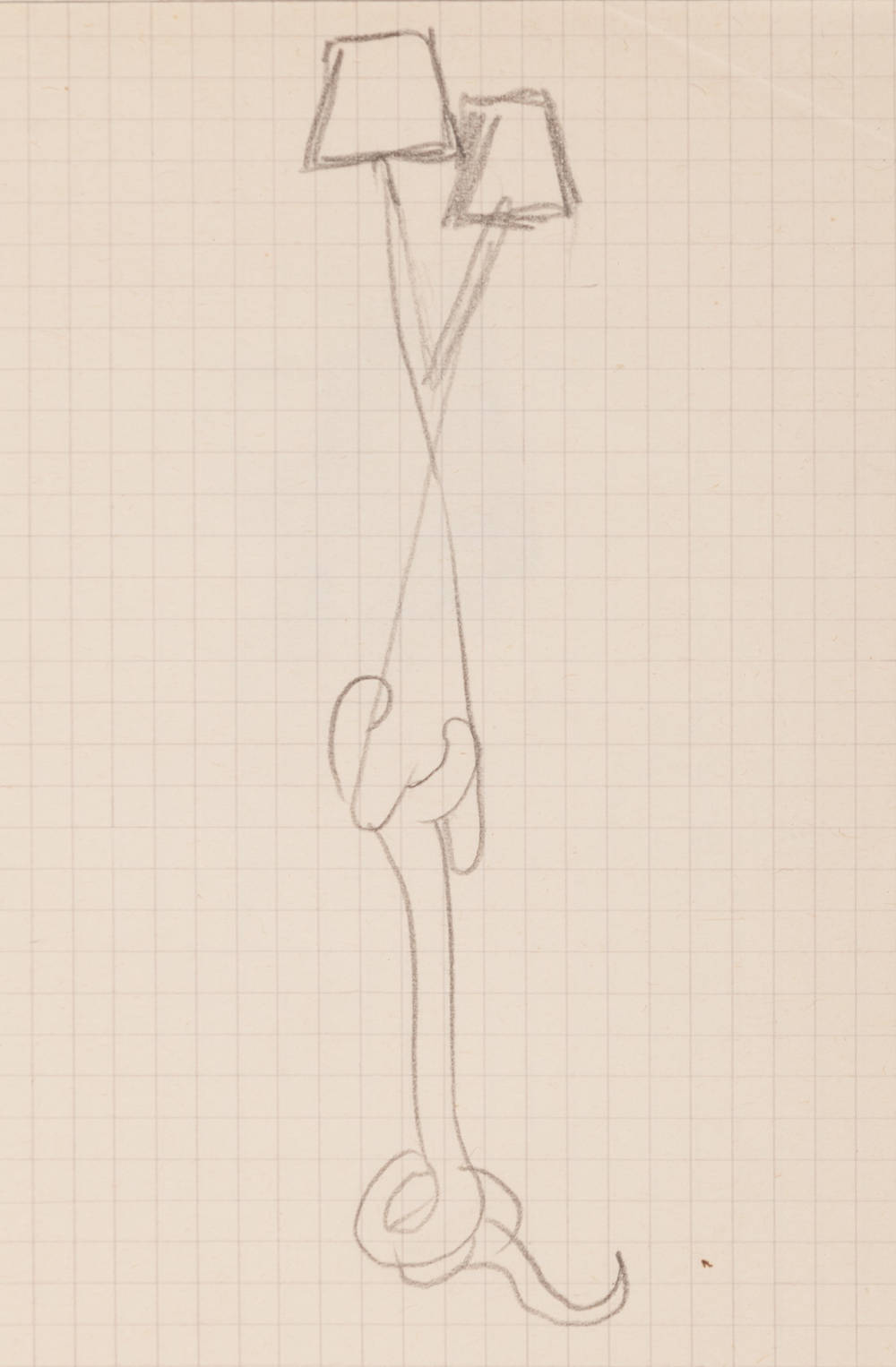 Salvador Dalí, Lampadaires à béquille, croquis de mobilier, c.1937