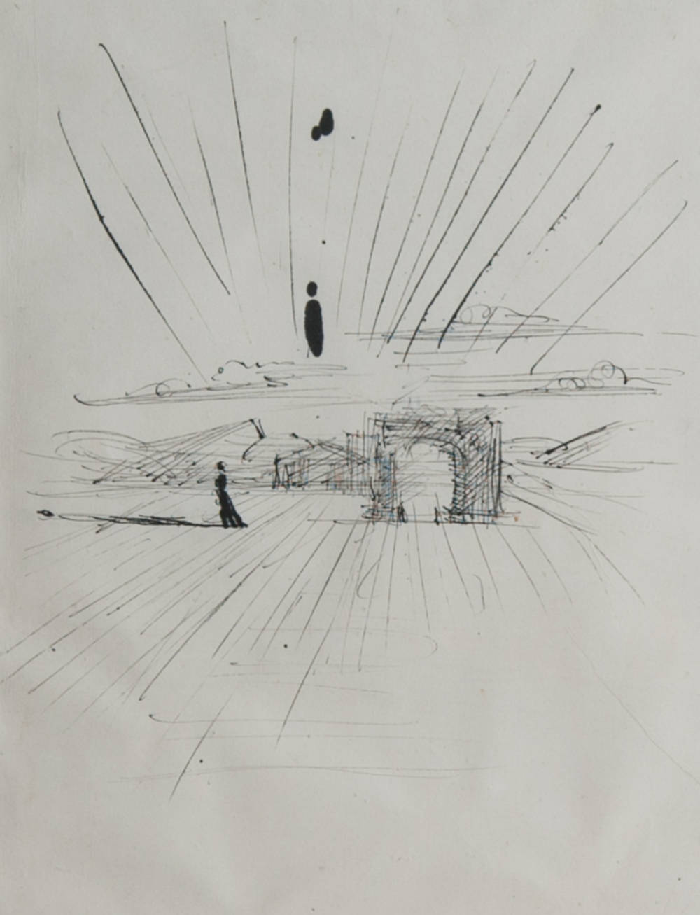 Salvador Dalí, Paysage avec temple et arc de triomphe, 1939