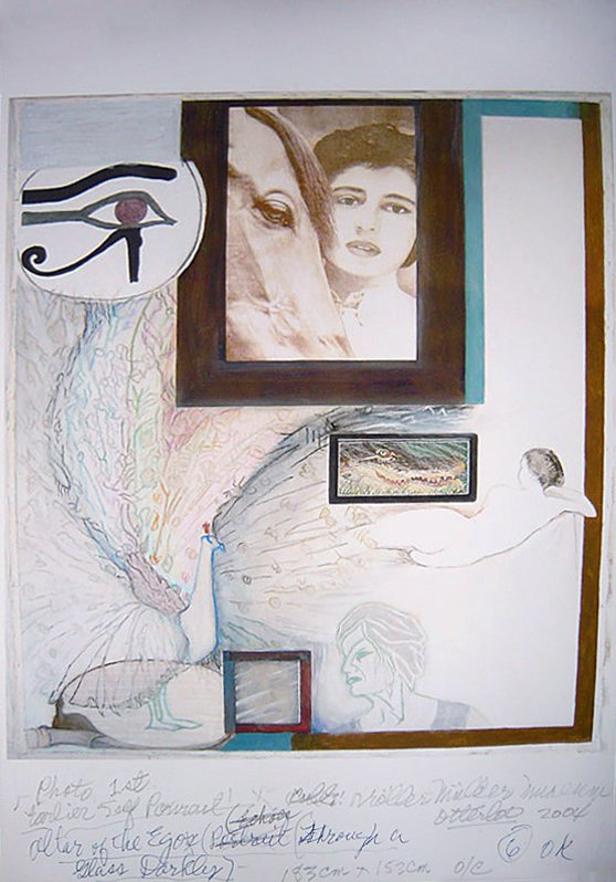 Jo Baer, Altar of the Egos (Through a Glass Darkly) Drawing, 2004