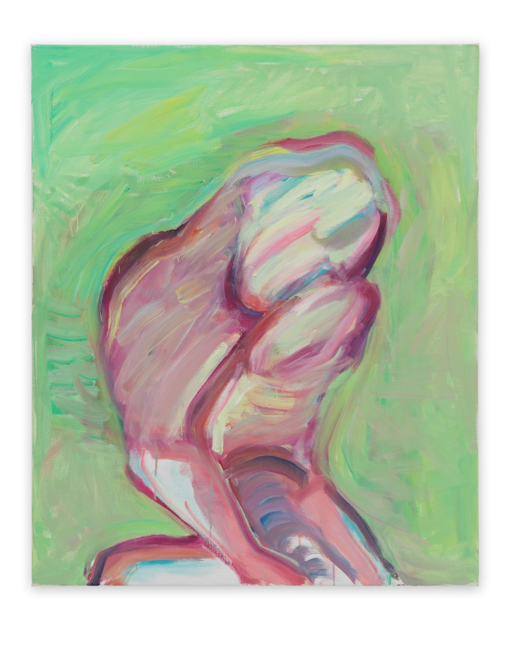 Maria Lassnig, Hellgrünes Selbst / Bedrücktes Selbst /Malflussselbstportrait (Light-Green Self / Sad Self /Self - Portrait in Paint Flow), 1996