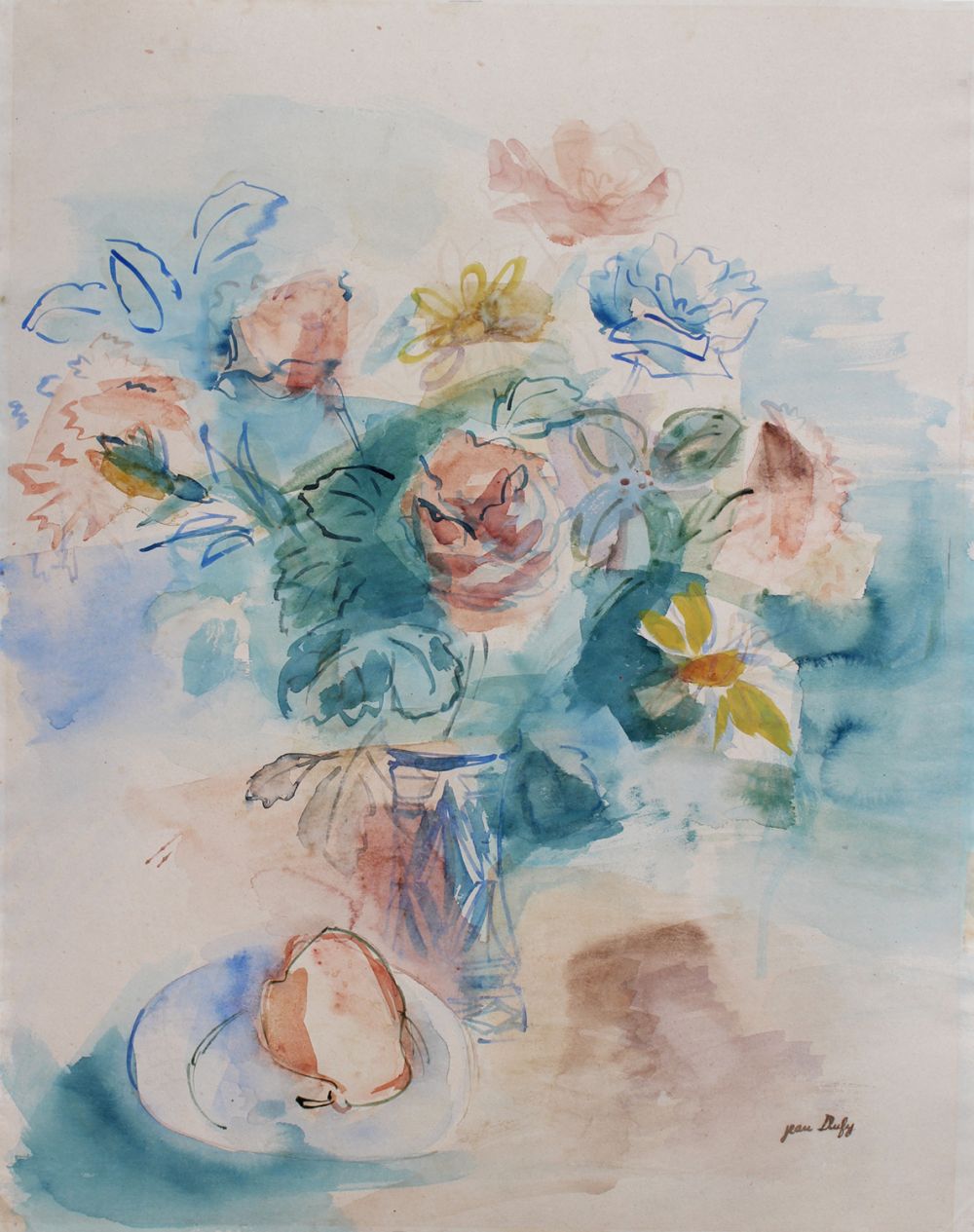 Jean Dufy, Nature morte aux fleurs et aux fruit