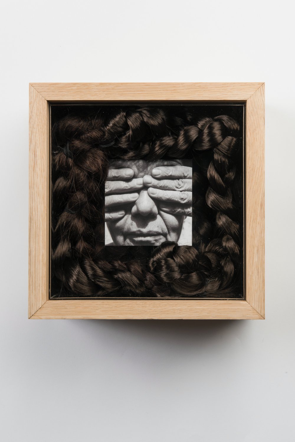 Kalliopi Lemos, Wooden and Stainless Steel Box with Face and Hands no.2, 2018
