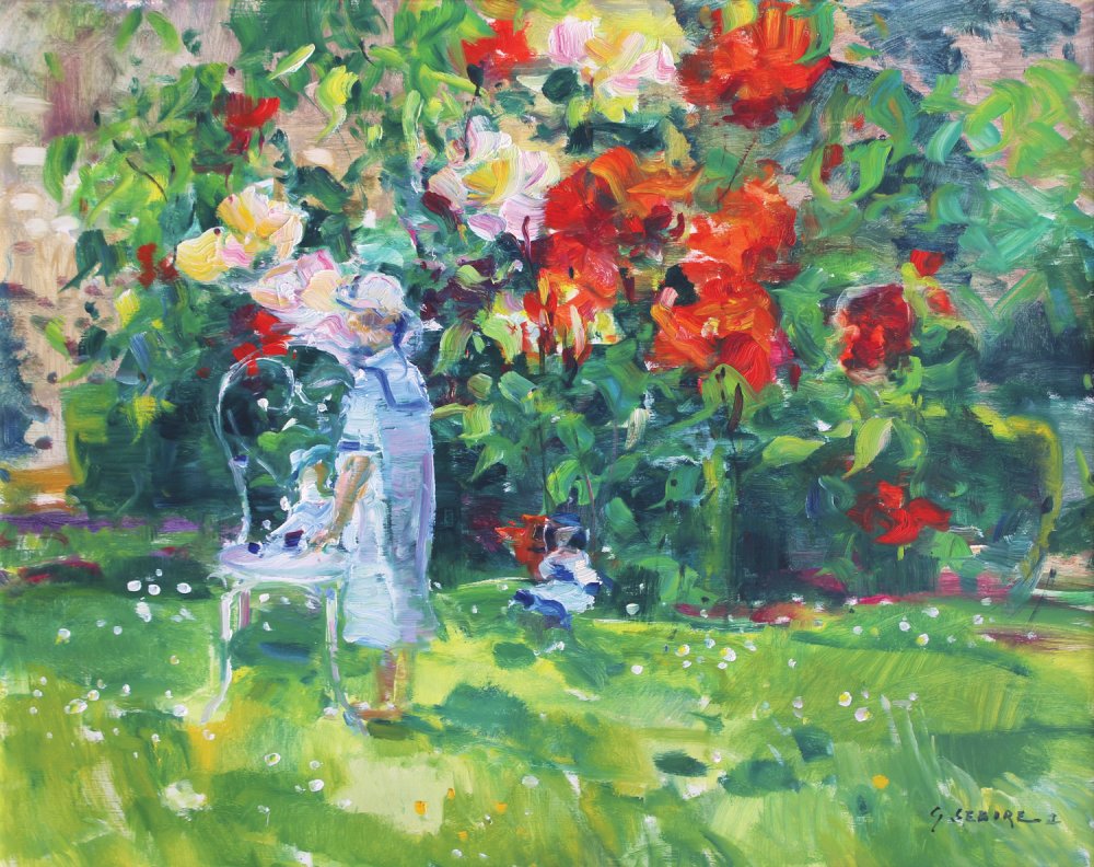 Gaston Sébire, Enfant dans le jardin