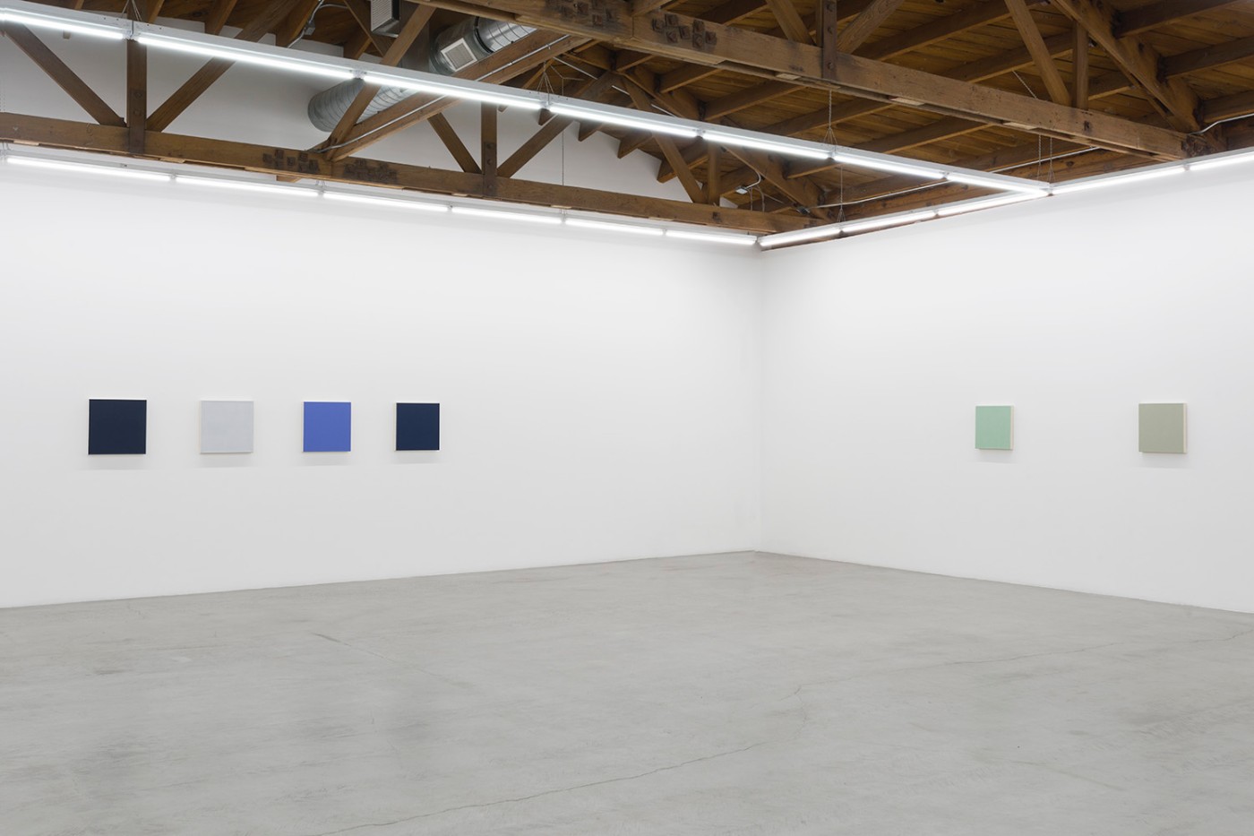Installation image for Marcia Hafif: Paintings, 2000 - 2014, at parrasch heijnen