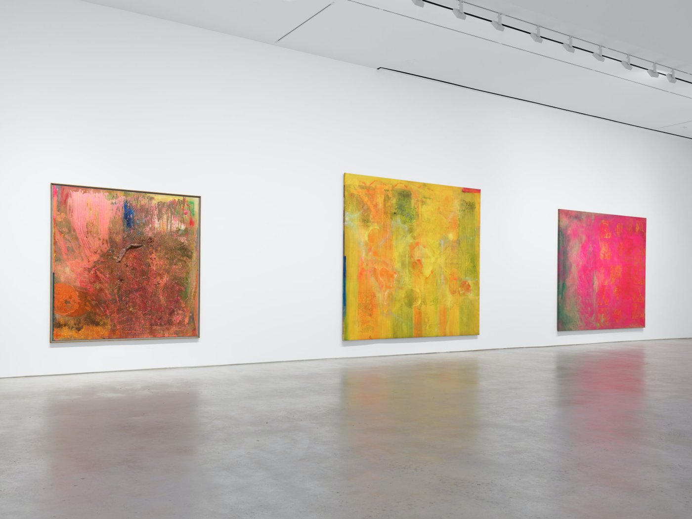 Installation image for Frank Bowling - London / New York, at Hauser & Wirth