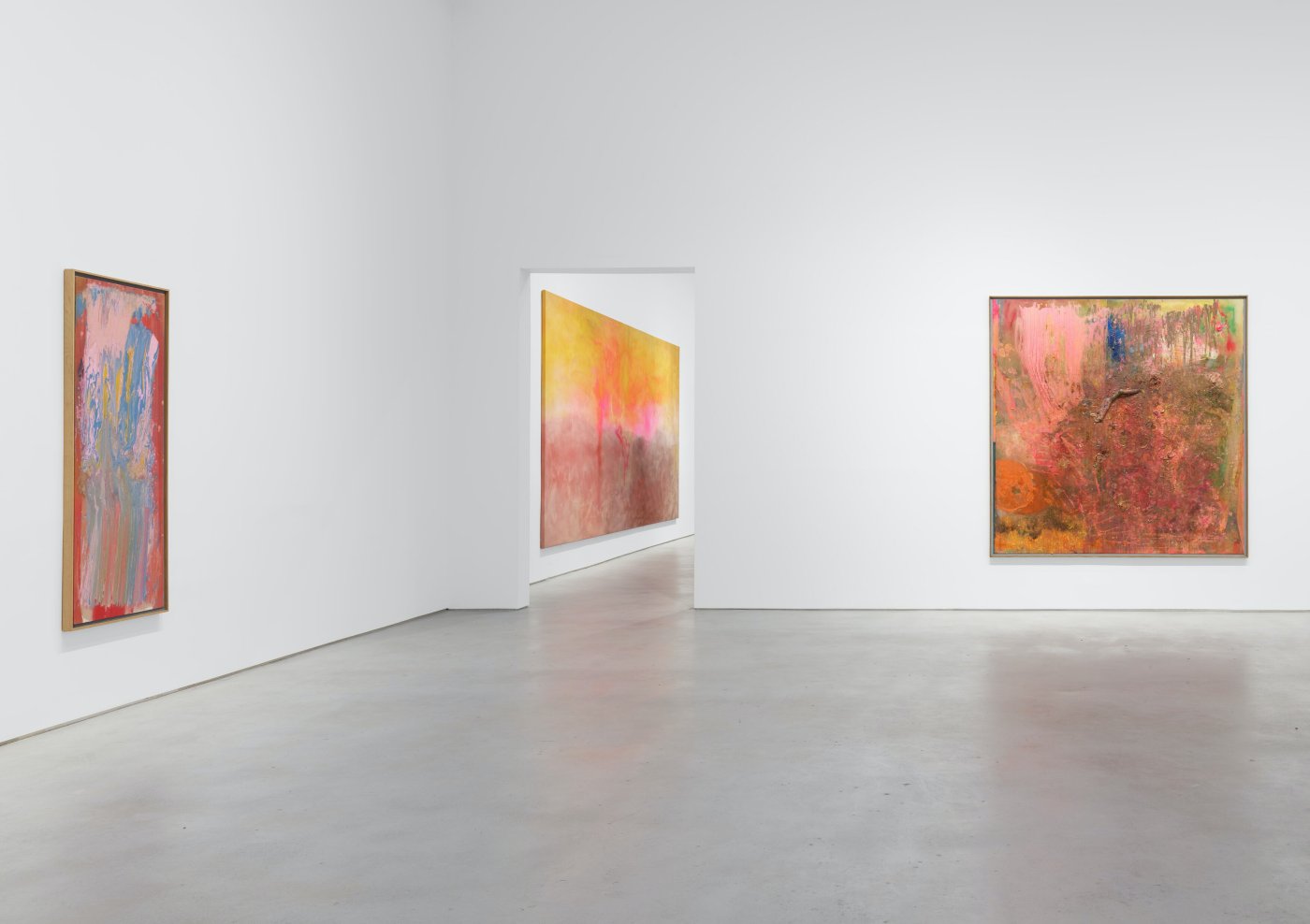 Installation image for Frank Bowling - London / New York, at Hauser & Wirth
