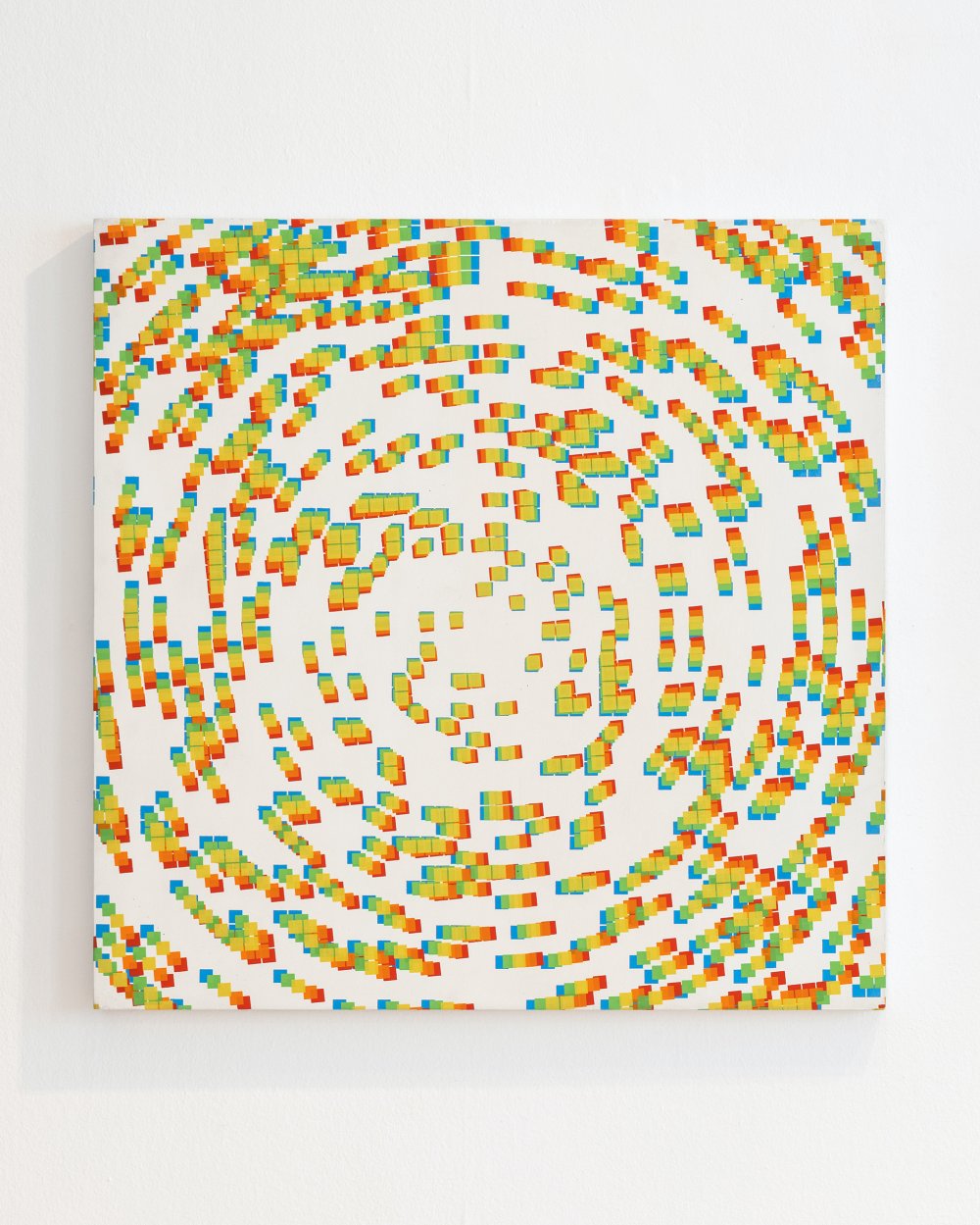 François Morellet, 5 impressions décalées: bleu, vert, jaune, orange et rouge, 1969