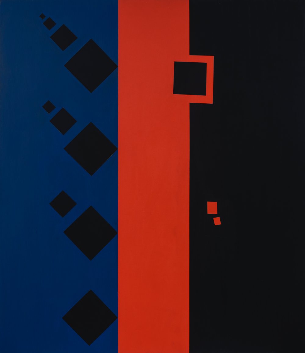 David Diao, Untitled (red black and blue), 1986