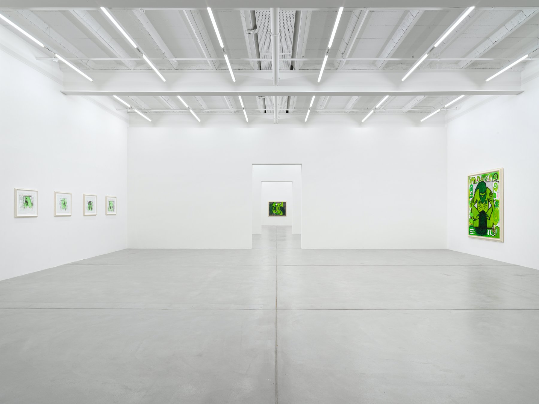 Installation image for Carroll Dunham: Qualiascope Paintings and Related Drawings, at Galerie Eva Presenhuber