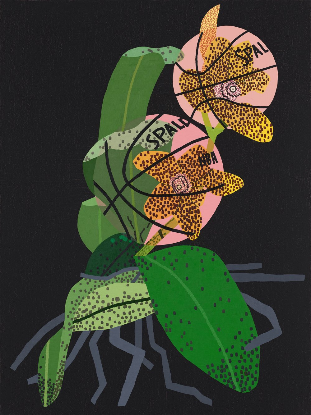 Jonas Wood, Bball Orchid with Dots #2, 2021