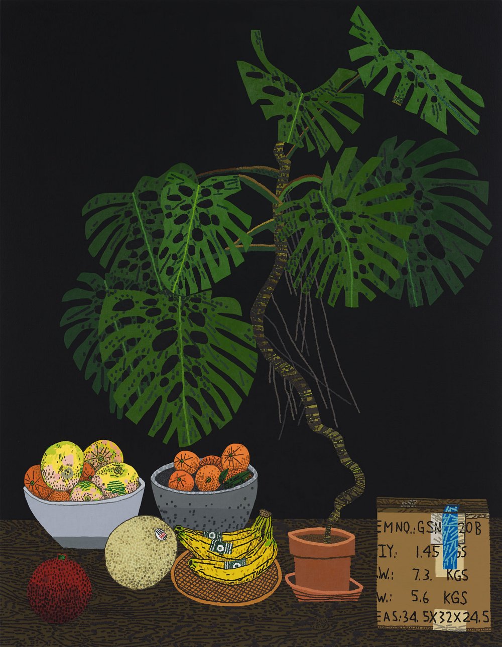 Jonas Wood, Black Monstera Still Life, 2021
