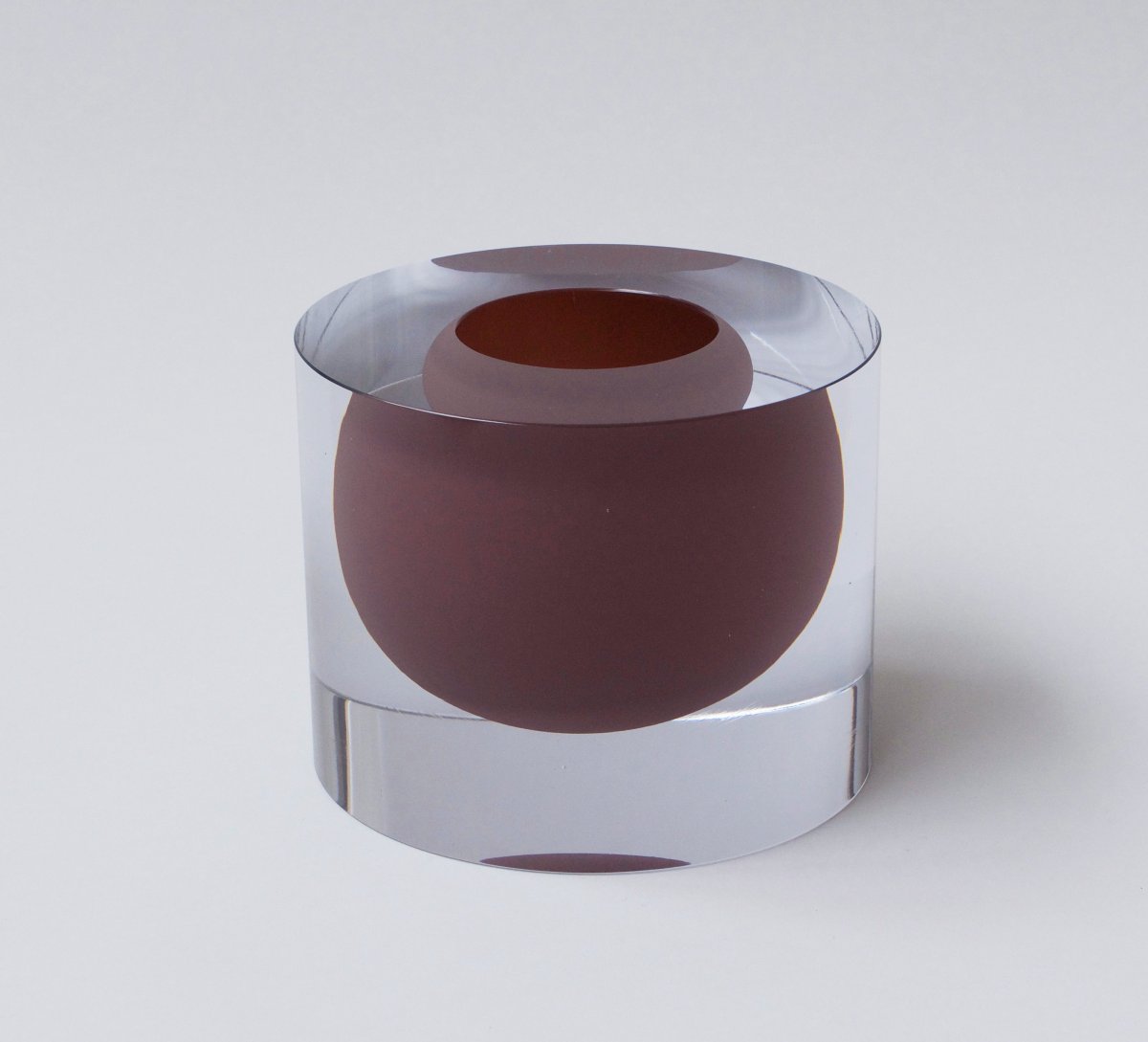 Cylinder with Floating Bowl. Plum