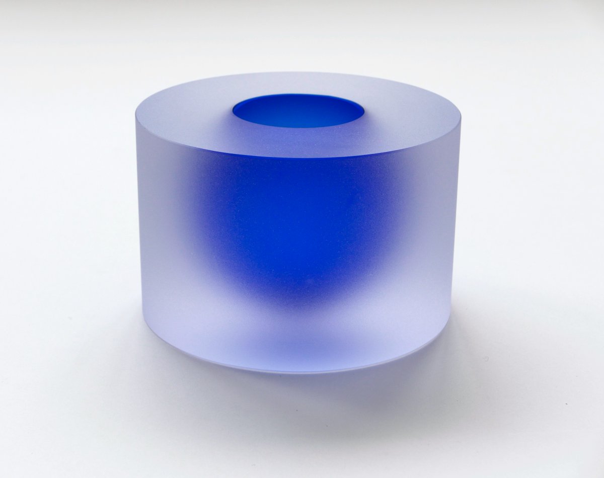 Matt Cylinder with Floating Bowl, Cobalt Blue
