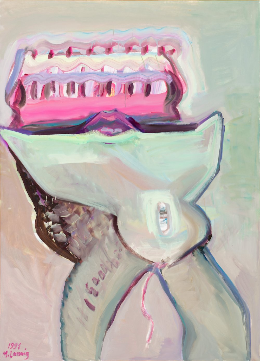 Maria Lassnig, Nabelschiff (Navel Boat), 1991