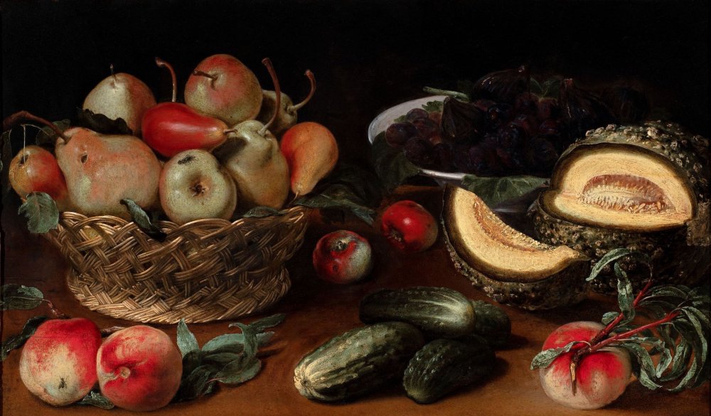 Still life with apples, pears, figs and melon