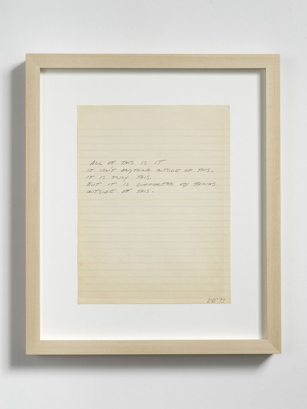 Robert Barry, All of this is it., 1973