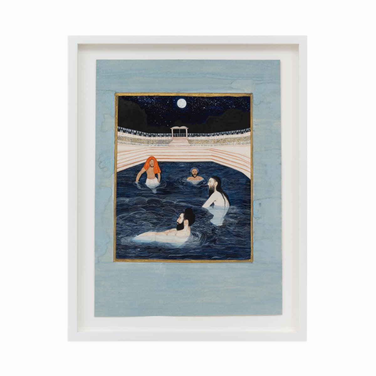 Jatinder Singh Durhailay, Bathing under the stars and moon, 2022