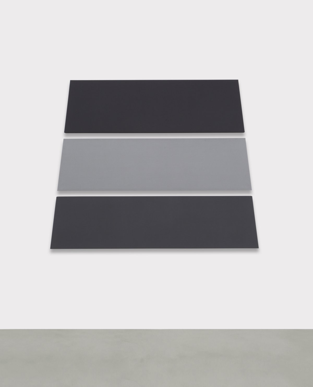 Alan Charlton, Trapezium in 3 Parts with 3 Greys, 2021