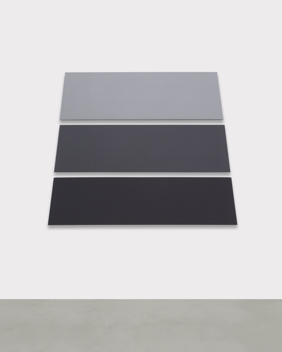 Alan Charlton, Trapezium in 3 Parts with 3 Greys, 2021