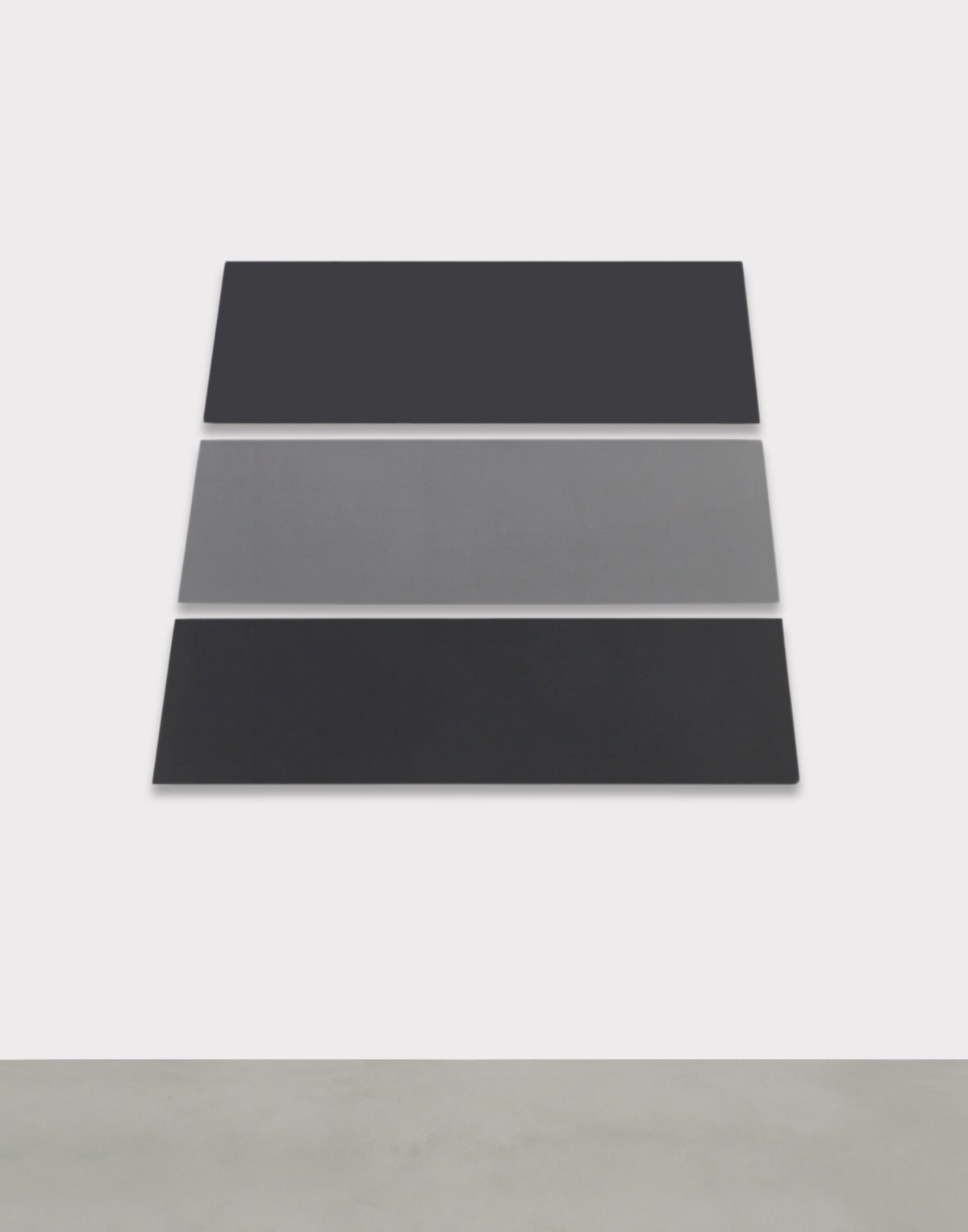 Alan Charlton, Trapezium in 3 Parts with 2 Greys, 2021