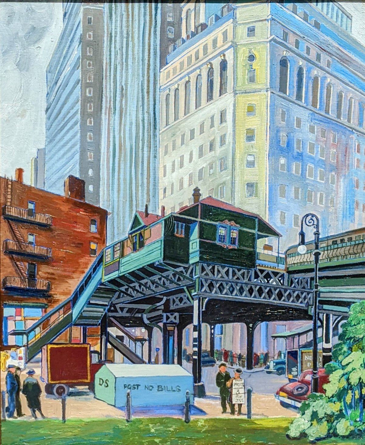William Sharp, Elevated Train Station, Lower Broadway and the Battery, 1936