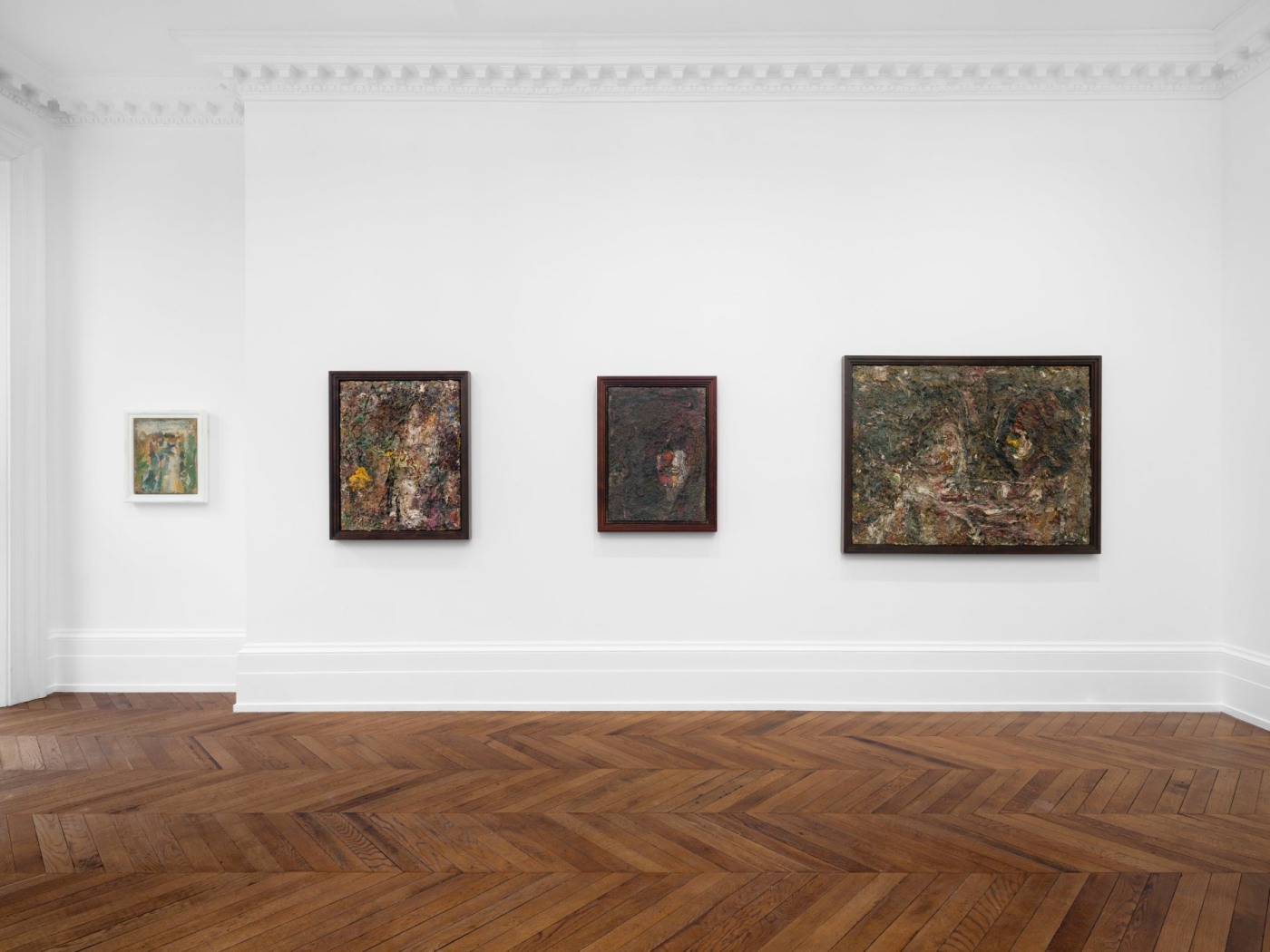 Installation image for Eugène Leroy: The Materiality of Light, Paintings 1950-1999, at Michael Werner Gallery