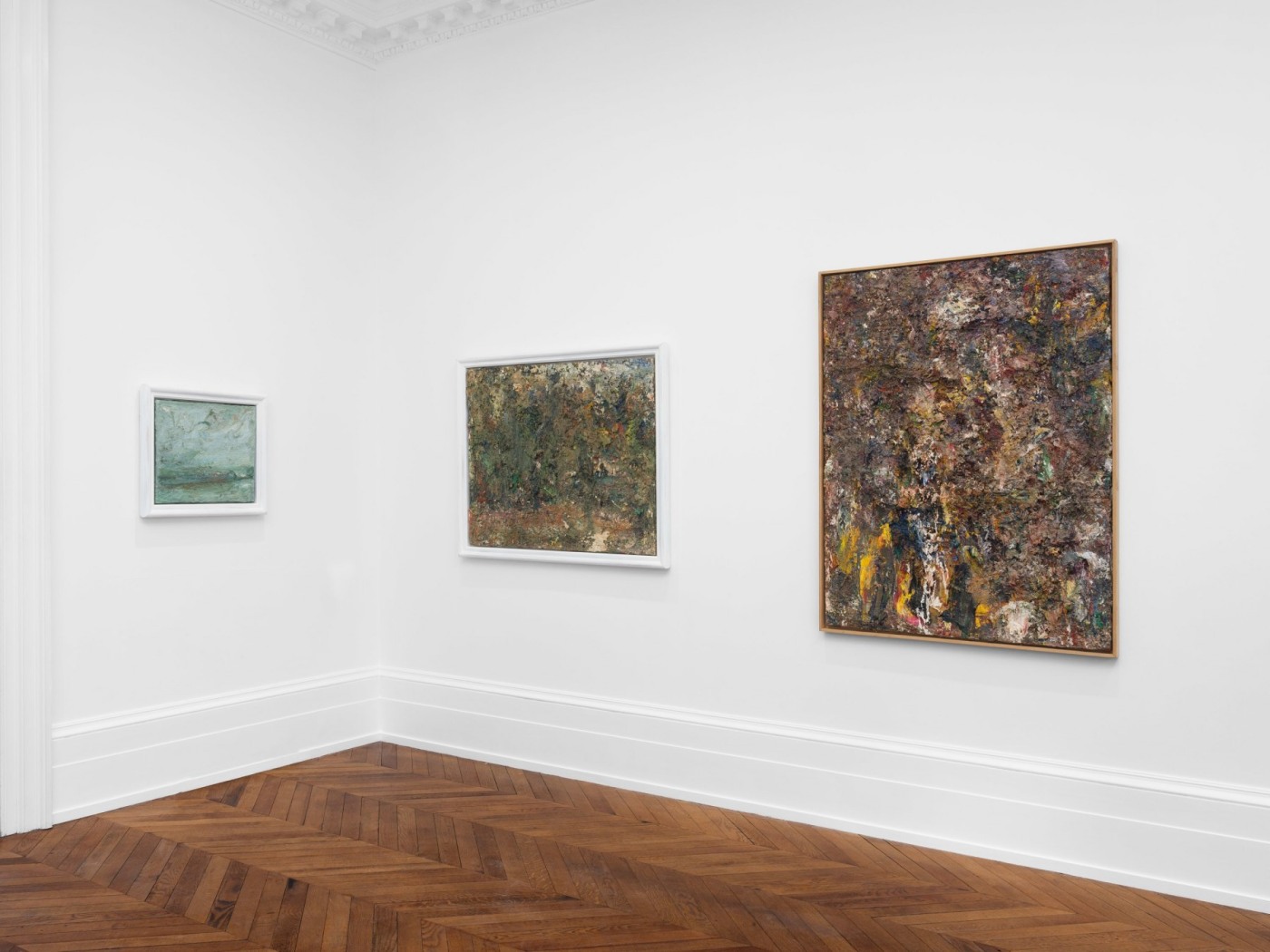 Installation image for Eugène Leroy: The Materiality of Light, Paintings 1950-1999, at Michael Werner Gallery