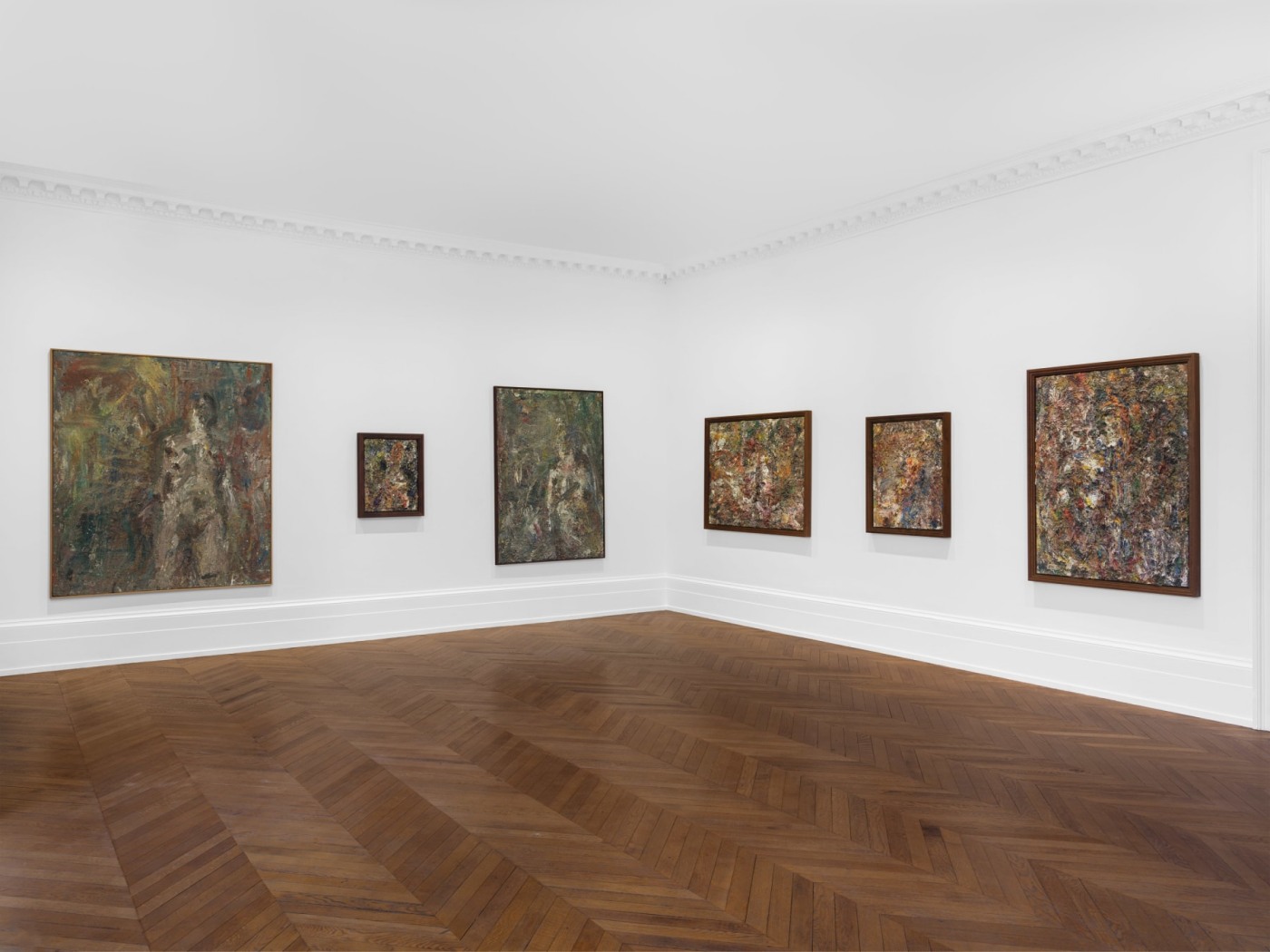 Installation image for Eugène Leroy: The Materiality of Light, Paintings 1950-1999, at Michael Werner Gallery