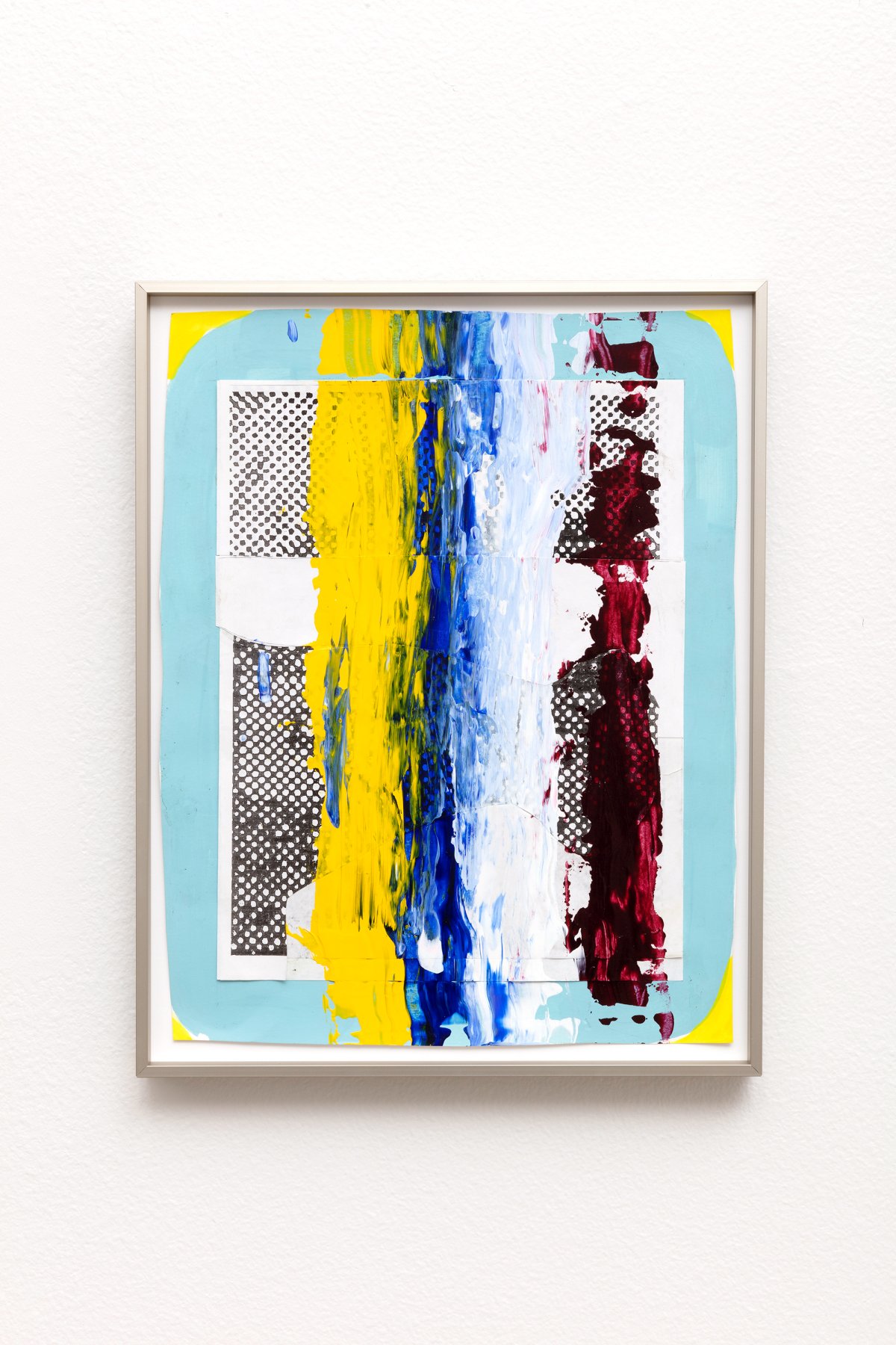 Meg Cranston, Red, Yellow Blue on Black and White Pattern, 2023