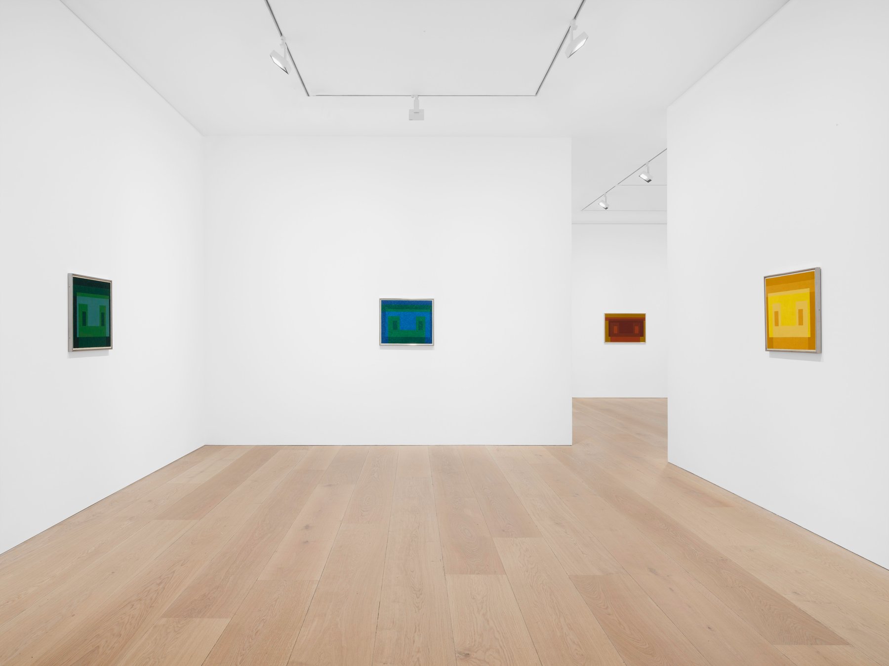 Installation image for Josef Albers: Paintings Titled Variants, at David Zwirner