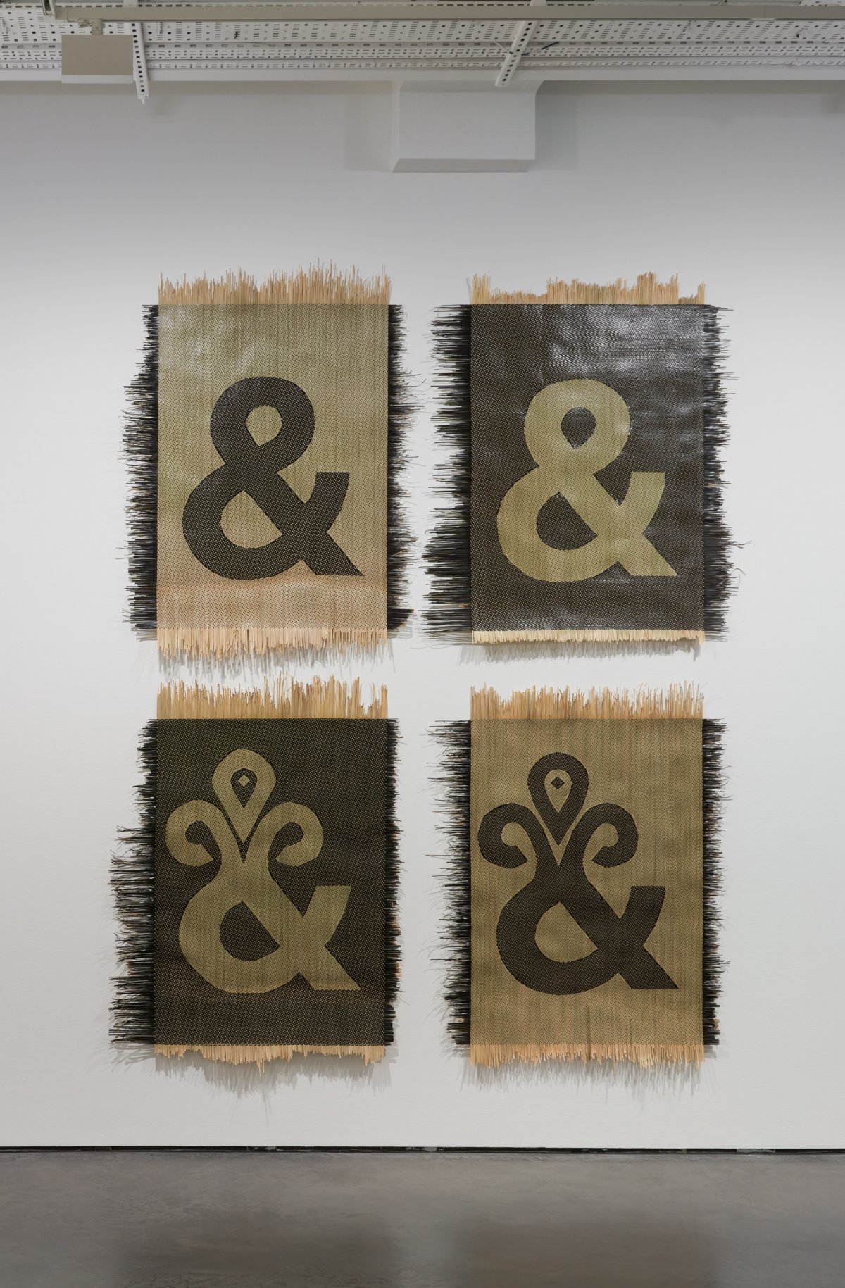 Yee I-Lann, With weaving by Lili Naming, Siat Yanau, Shahrizan Shah, and Johin Endelengau & (black), & (white), Exploding & (black), Exploding & (white), 2021