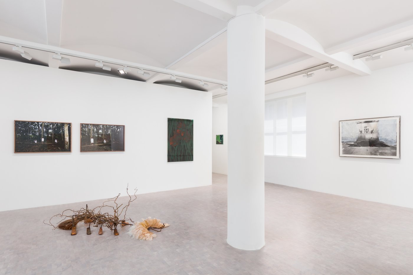 Installation image for Tales of Soil and Concrete, at Pippy Houldsworth Gallery