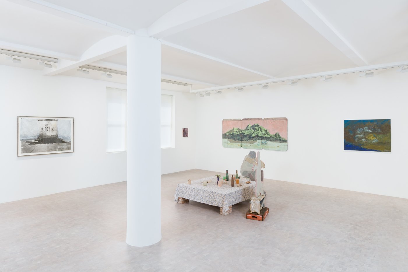 Installation image for Tales of Soil and Concrete, at Pippy Houldsworth Gallery