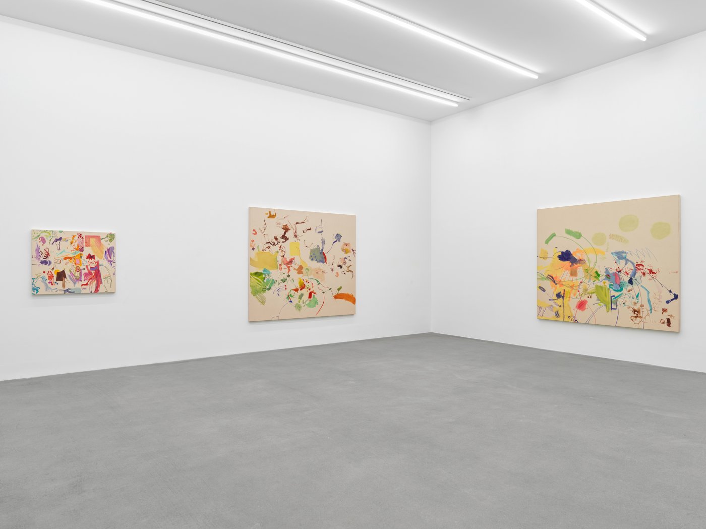 Installation image for Sue Williams, at Galerie Eva Presenhuber