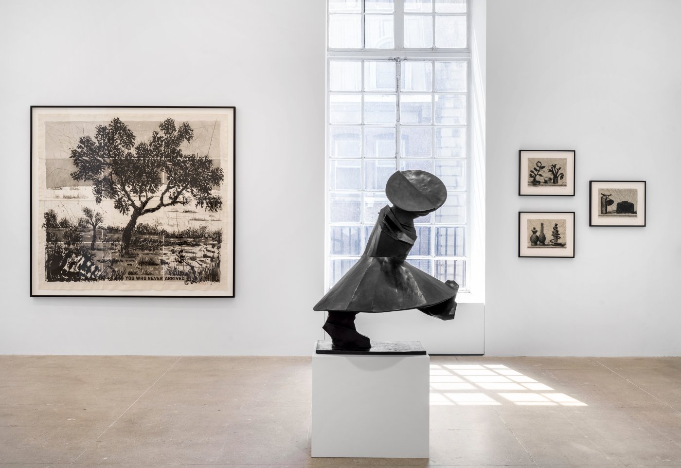 Installation image for William Kentridge: Oh To Believe in Another World, at Marian Goodman Gallery