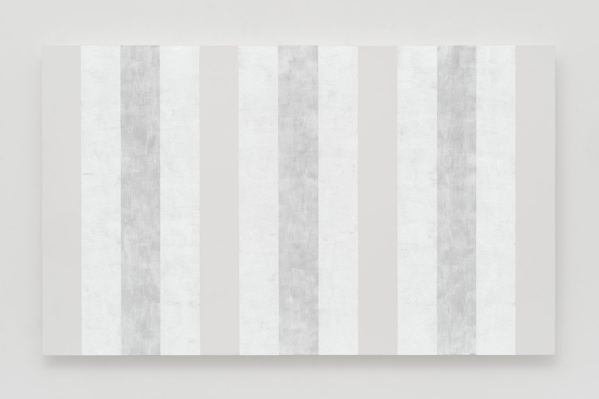 Mary Corse, Untitled (White Multiband with  White Sides, Beveled), 2023
