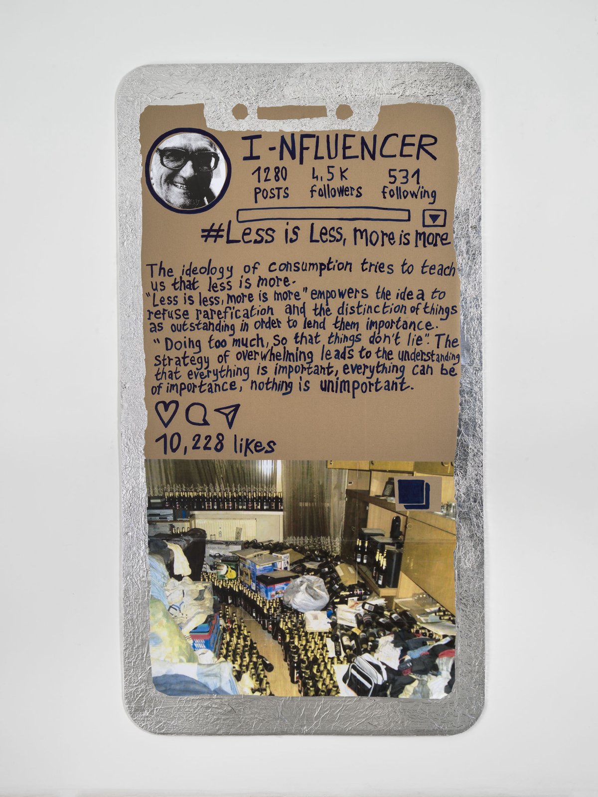 Thomas Hirschhorn, I-nfluencer-Poster (#Less is Less, More is More), 2021